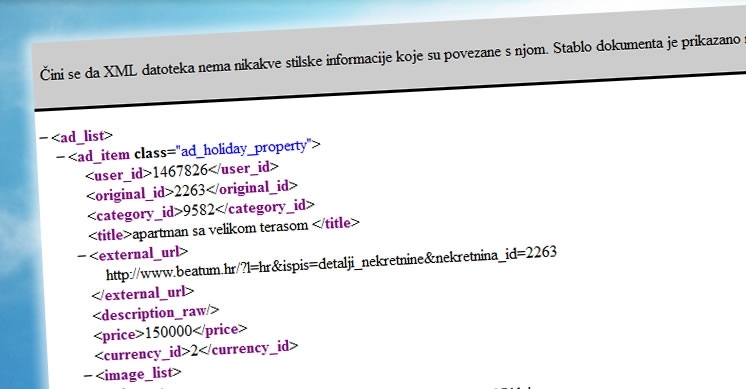XML - implementacija oglasa